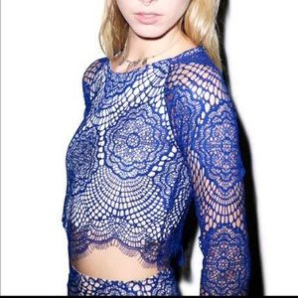 For Love And For Lemons Grace Blue Top Size S